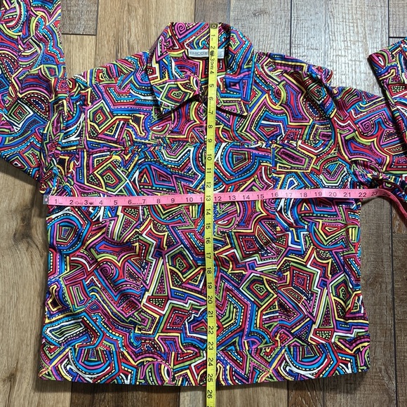 Chico’s Multi Color Zipper Jacket Chicos Size 2 Large 12 - Picture 5 of 13